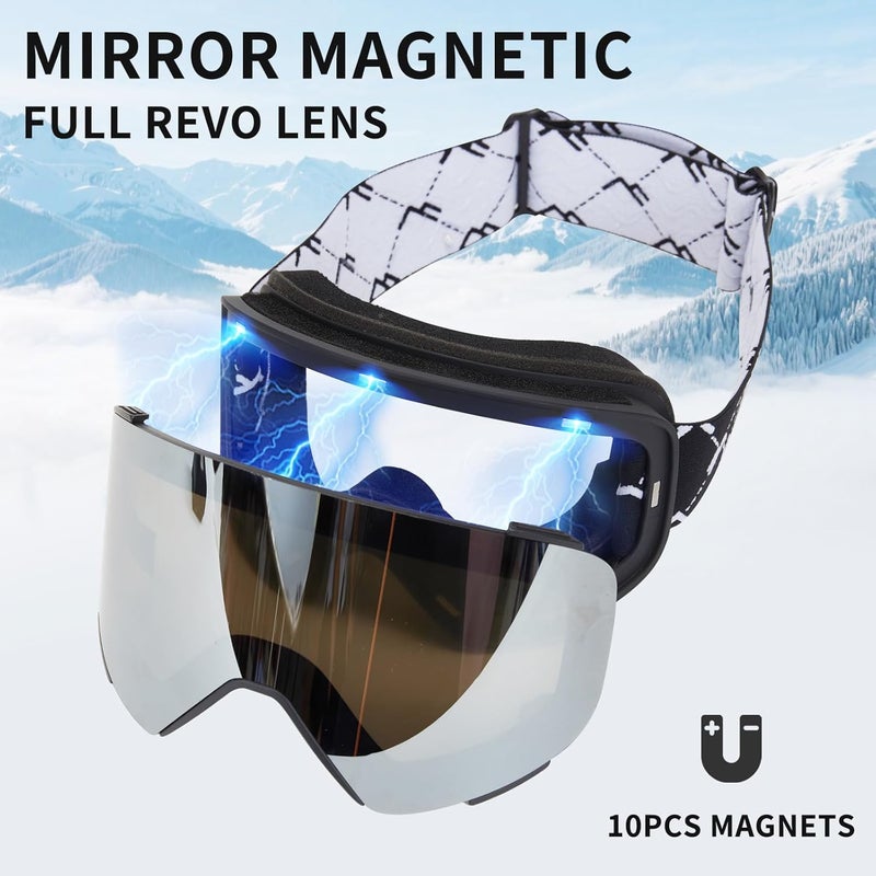 MXJ Gear Ski Goggles OTG for Women Men Adult Youth,YH693C Magnetic Snowboard Goggles,Winter Snow Goggles for Skiing Skating - Image 5